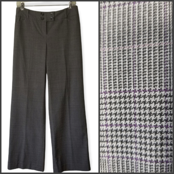 Wide Leg Gray with Hints of Purple Plaid Dress Pants by the Limited - Picture 1 of 11